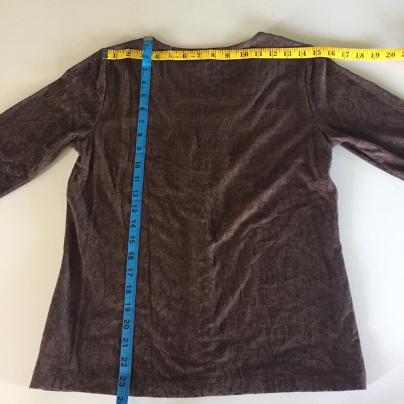 Vintage Y2K Coldwater Creek Milk Chocolate Brown Jacquard Top Size Small 6 - 8 - Picture 5 of 7